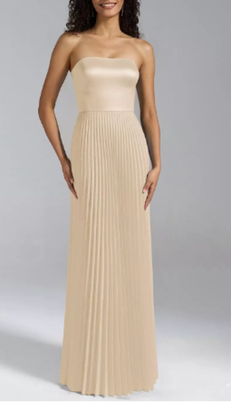AW BRIDAL 8 M champagne satin cream Hermione gala bridesmaid maxi dress NEW B31